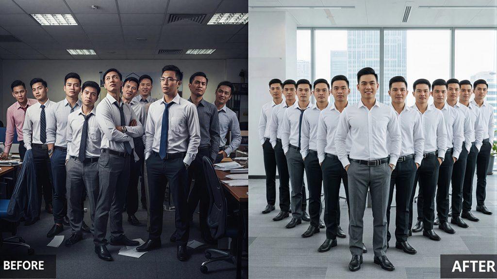 Sự khác biệt trước và sau khi chuẩn hóa đồng phục ban lãnh đạo.