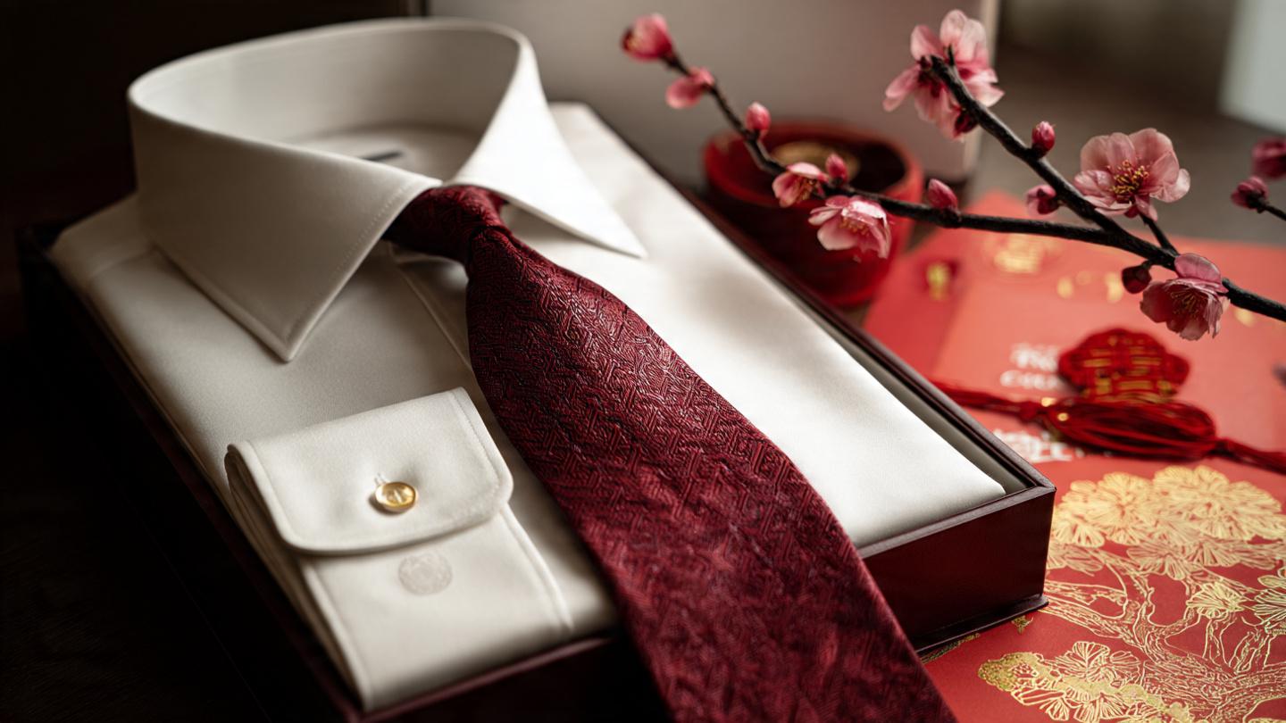 Set quà tết sếp nam: Sơ mi và cà vạt may mắn